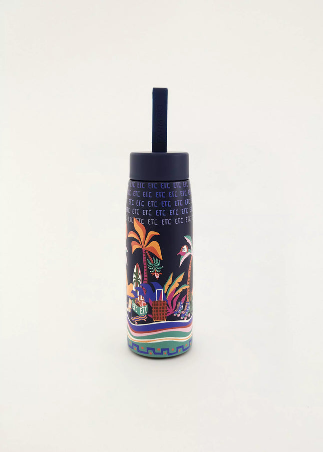 Garrafa Que Sede 500ml Mundo Paisagem Azul FARM ETC