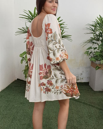 VESTIDO FARM CURTO MANGA FLORAL JULIANA