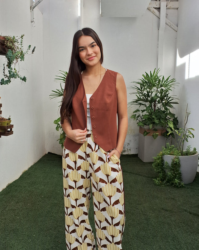 CALCA FARM RETA ESTAMPADA BANANA DECO