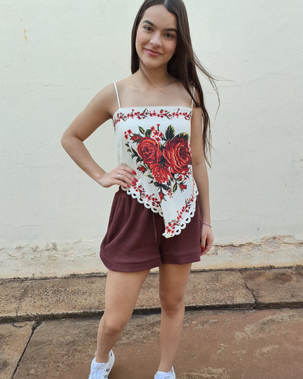 SHORT FARM COS ELASTICO TEXTURA MARROM