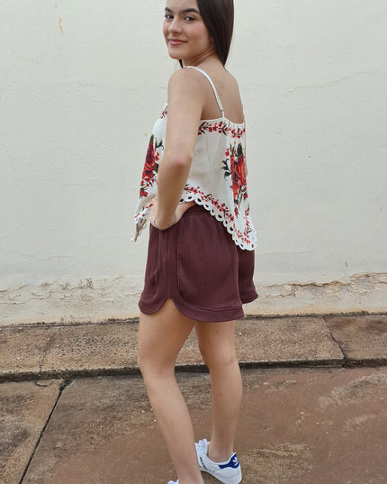 SHORT FARM COS ELASTICO TEXTURA MARROM