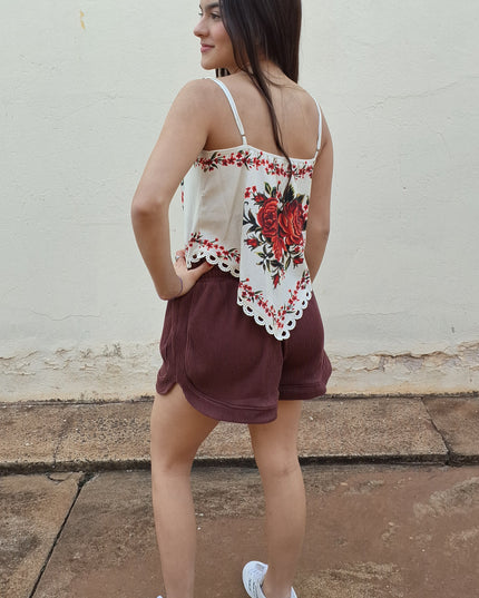 SHORT FARM COS ELASTICO TEXTURA MARROM