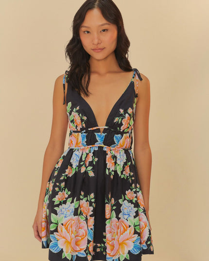 VESTIDO FARM CURTO ESTAMPADO LENÇO FLORAL SOFIA