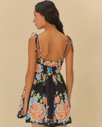 VESTIDO FARM CURTO ESTAMPADO LENÇO FLORAL SOFIA