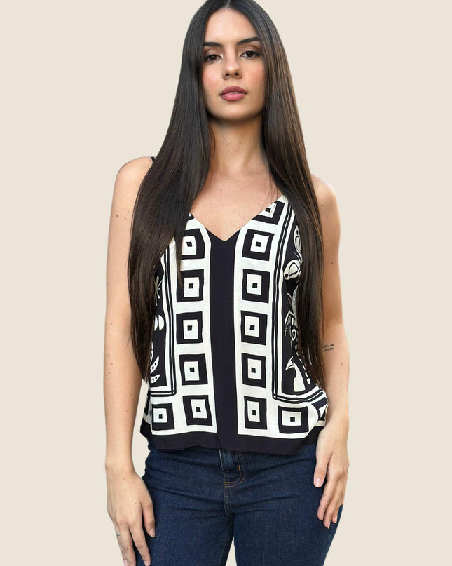 BLUSA FARM DOUBLE ESTAMPADA LENÇO TROPICANO