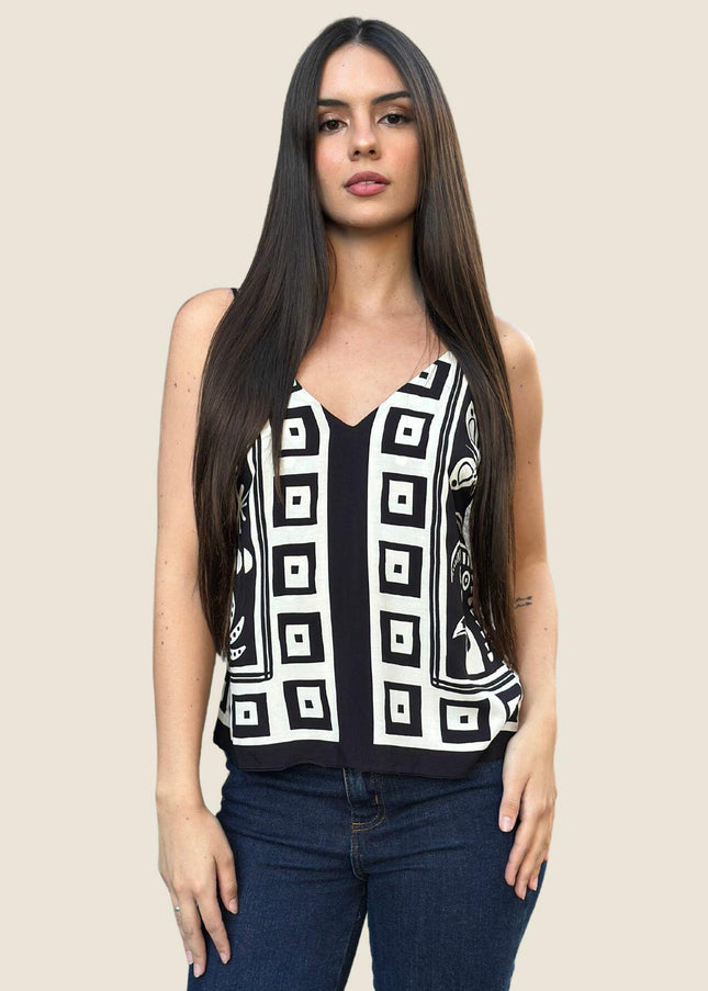 BLUSA FARM DOUBLE ESTAMPADA LENÇO TROPICANO