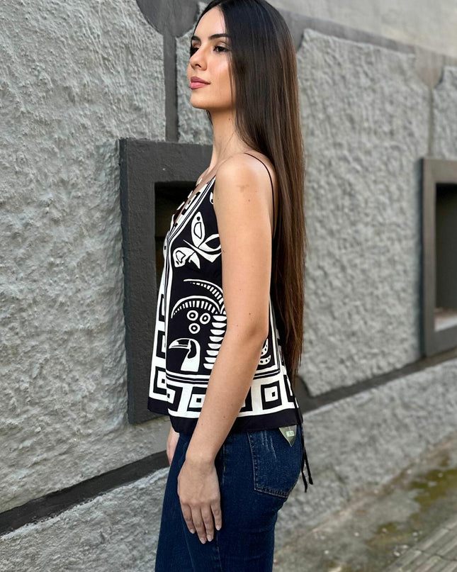 BLUSA FARM DOUBLE ESTAMPADA LENÇO TROPICANO