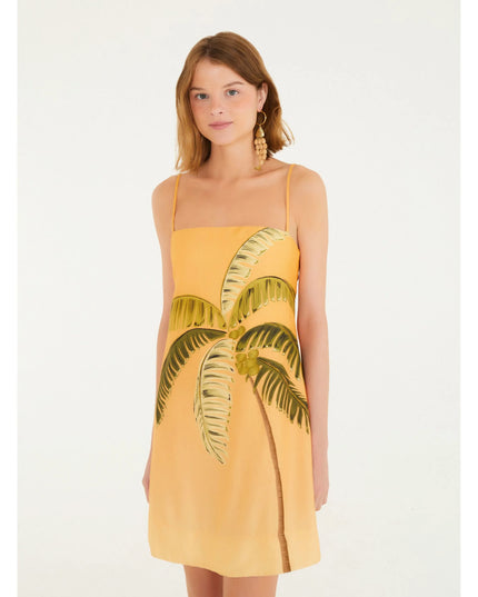 VESTIDO FARM CURTO ITACARE COQUEIRO LARANJA