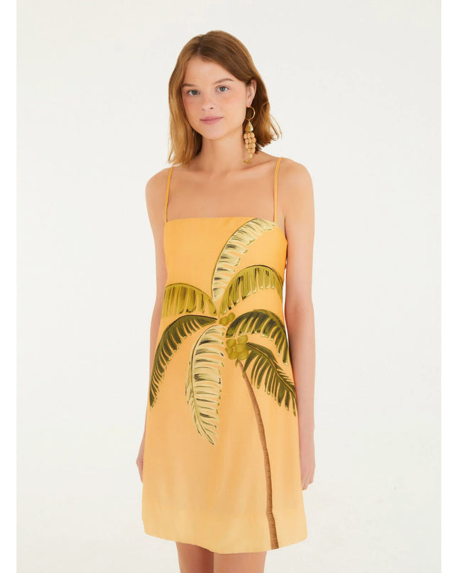 VESTIDO FARM CURTO ITACARE COQUEIRO LARANJA