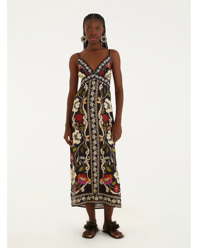 VESTIDO FARM CROPPED ESTAMPADO FLOR DE FITA