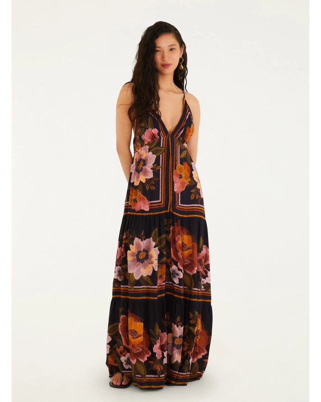 VESTIDO FARM LONGO ESTAMPADO FLORAL CLEO