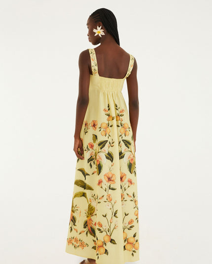 VESTIDO FARM LONGO ALCA ESTAMPADO BOSQUE CHIC