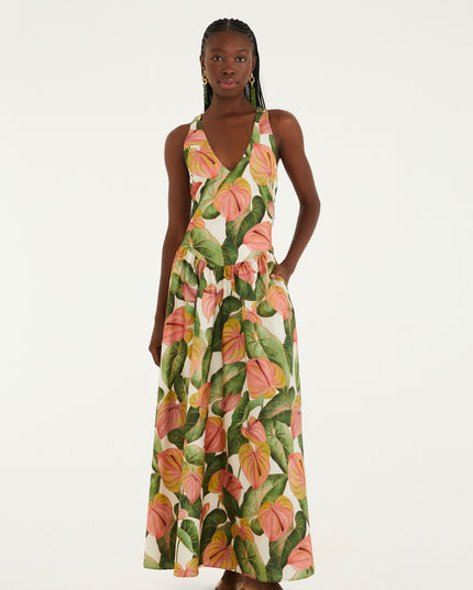 VESTIDO FARM ESTAMPADO ANTURIO CORRIDO