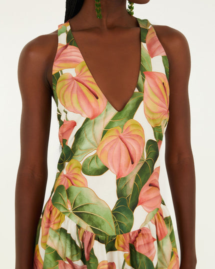 VESTIDO FARM ESTAMPADO ANTURIO CORRIDO