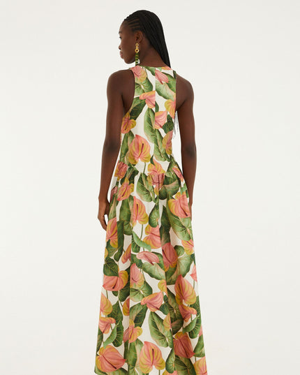 VESTIDO FARM ESTAMPADO ANTURIO CORRIDO