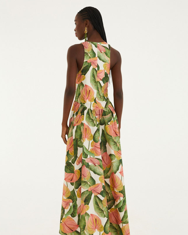 VESTIDO FARM ESTAMPADO ANTURIO CORRIDO