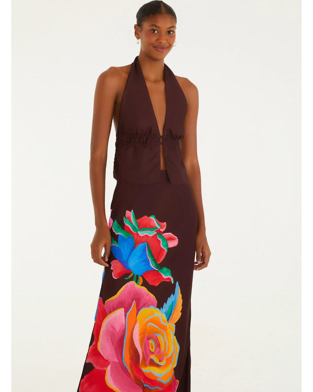 SAIA FARM ENVIESADA ESTAMPADA ROSAS PINTADAS