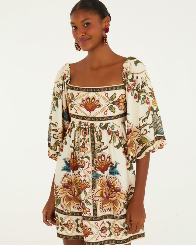 VESTIDO FARM CURTO ESTAMPADO JARDIM MAJESTOSO