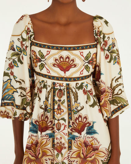 VESTIDO FARM CURTO ESTAMPADO JARDIM MAJESTOSO