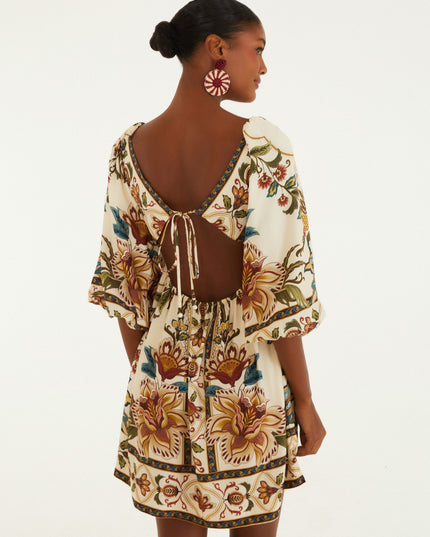 VESTIDO FARM CURTO ESTAMPADO JARDIM MAJESTOSO