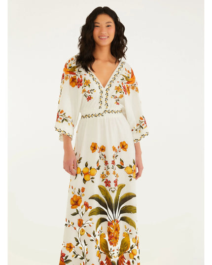 VESTIDO FARM CROPPED LONGO ESTAMPADO BOSQUE CHIC