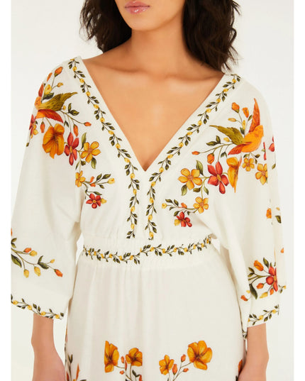 VESTIDO FARM CROPPED LONGO ESTAMPADO BOSQUE CHIC