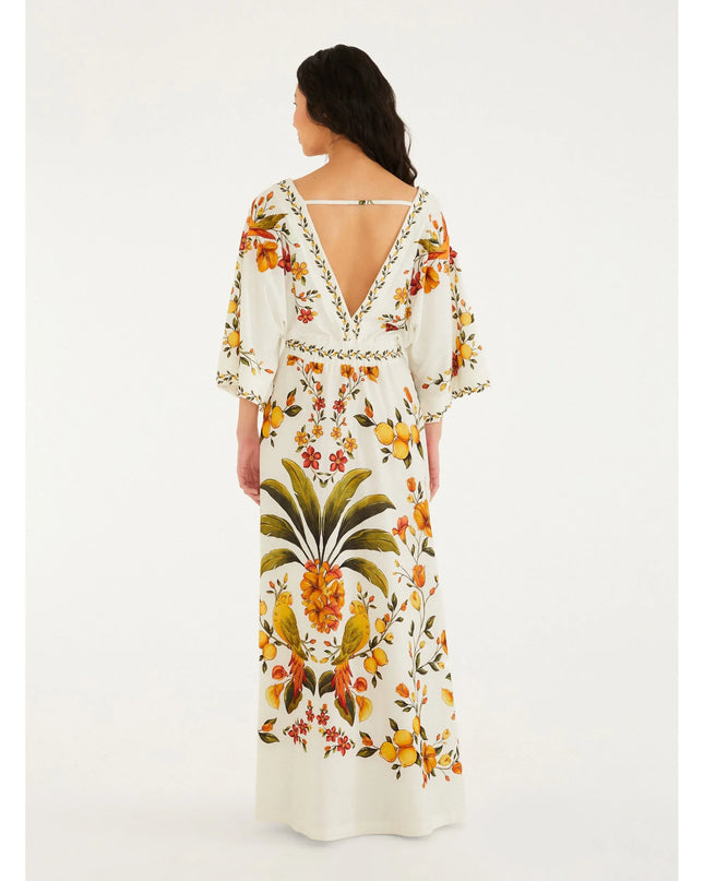 VESTIDO FARM CROPPED LONGO ESTAMPADO BOSQUE CHIC