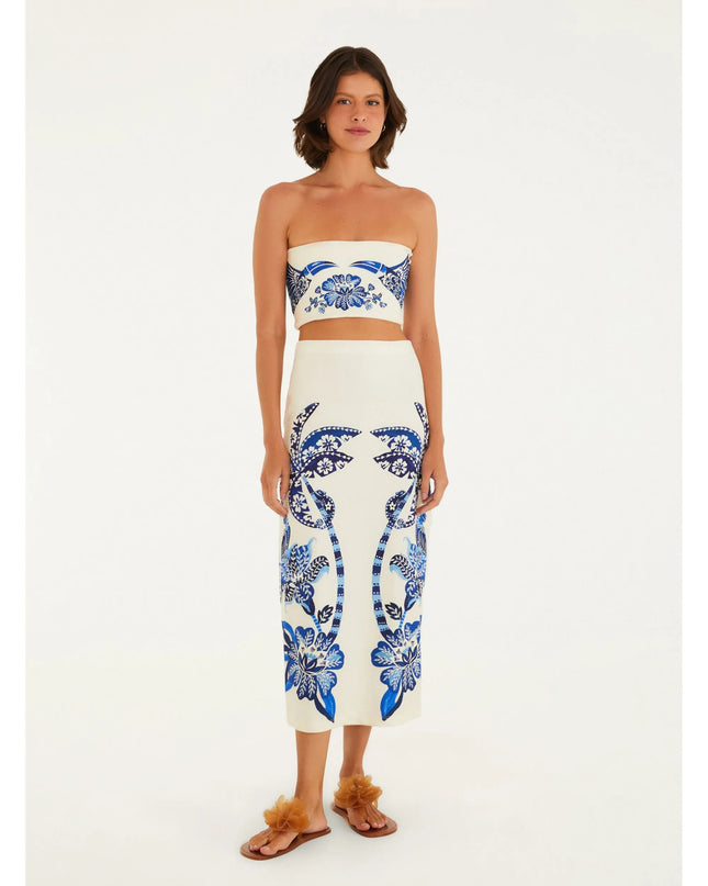 BLUSA FARM TOP RETO DOUBLE ESTAMPADO COQUEIRO TROPICAL