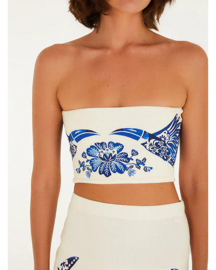 BLUSA FARM TOP RETO DOUBLE ESTAMPADO COQUEIRO TROPICAL