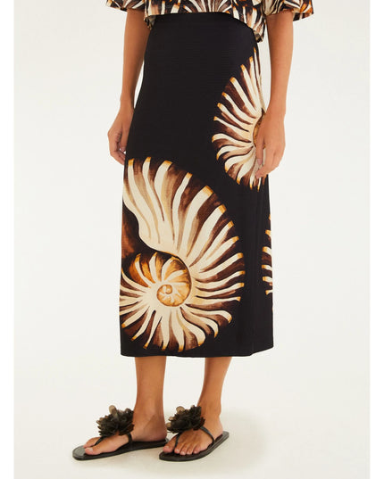 SAIA FARM MIDI RETA ESTAMPADA AMONITA