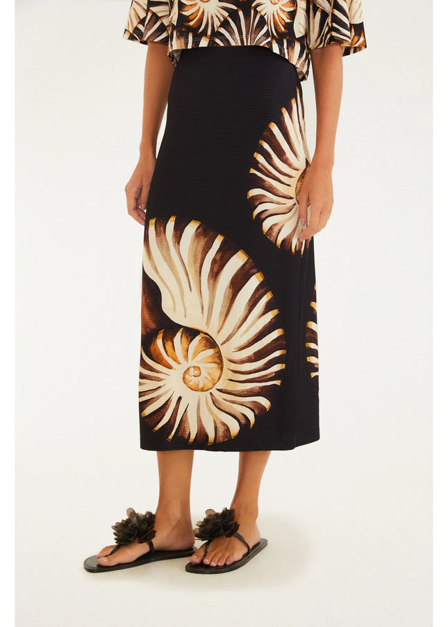 SAIA FARM MIDI RETA ESTAMPADA AMONITA