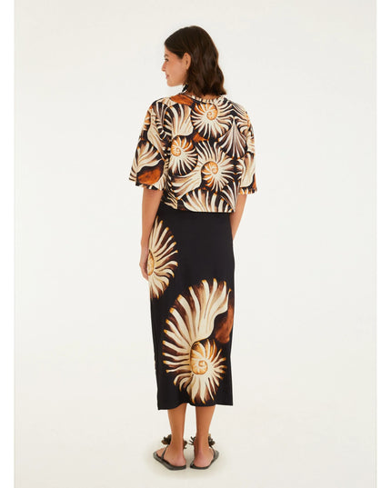 SAIA FARM MIDI RETA ESTAMPADA AMONITA