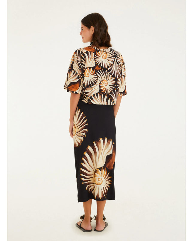 SAIA FARM MIDI RETA ESTAMPADA AMONITA