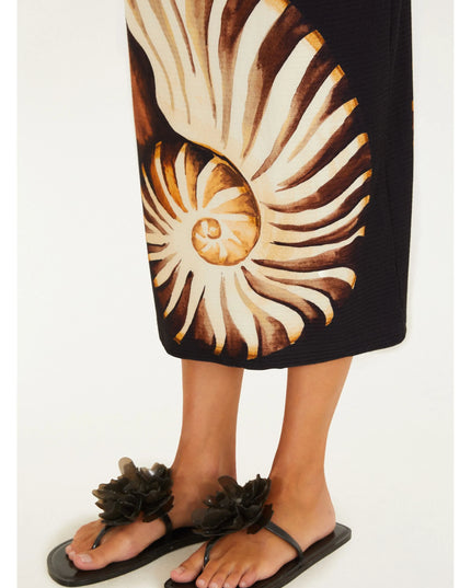 SAIA FARM MIDI RETA ESTAMPADA AMONITA