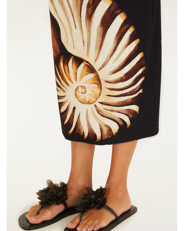 SAIA FARM MIDI RETA ESTAMPADA AMONITA