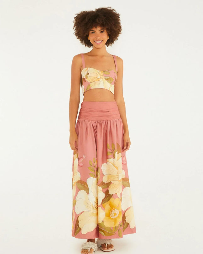 BLUSA FARM TOP ROMANCE DE FLOR ROSA