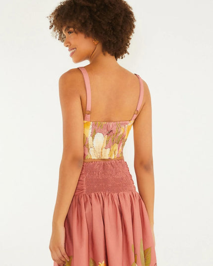 BLUSA FARM TOP ROMANCE DE FLOR ROSA