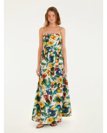 VESTIDO FARM LONGO ESTAMPADO TROPICALZINHO