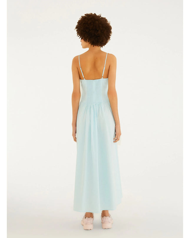 VESTIDO FARM  ALCINHAS DECOTE AZUL CLARO