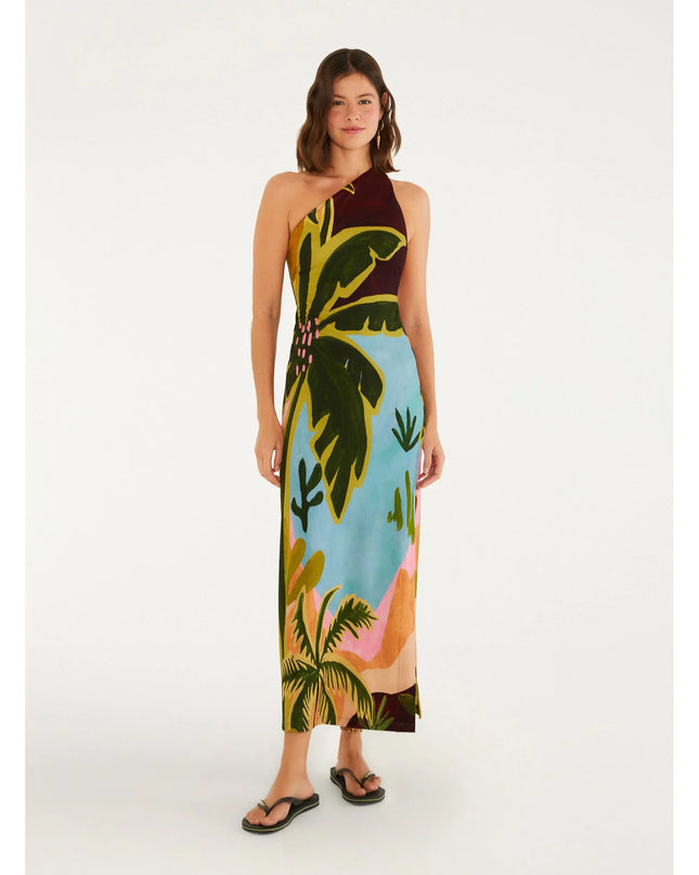 VESTIDO FARM OMBRO SO ESTAMPADO JARDIM BURBURINHO