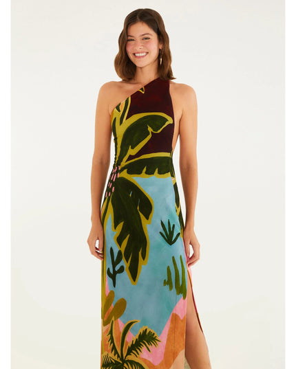 VESTIDO FARM OMBRO SO ESTAMPADO JARDIM BURBURINHO