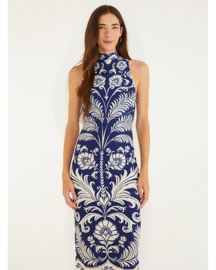 VESTIDO FARM MIDI ESTAMPADO SANTORINI