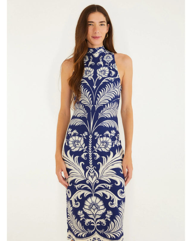 VESTIDO FARM MIDI ESTAMPADO SANTORINI