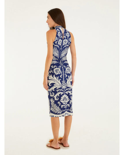 VESTIDO FARM MIDI ESTAMPADO SANTORINI