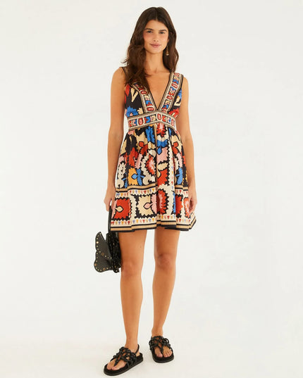 Vestido Curto Estampado Antuerpia Lenço