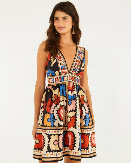 Vestido Curto Estampado Antuerpia Lenço