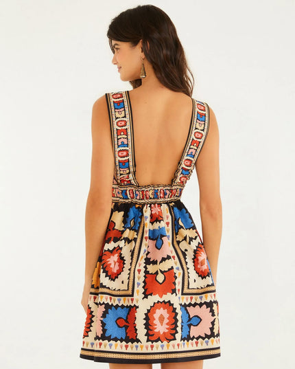 Vestido Curto Estampado Antuerpia Lenço