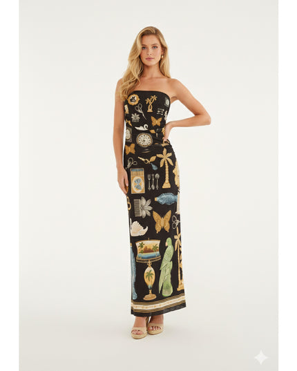 Vestido Farm Tule Sem Alça Bibelo