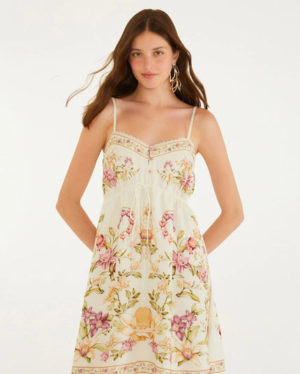 Vestido Farm Curto Estampado Flor De Romã