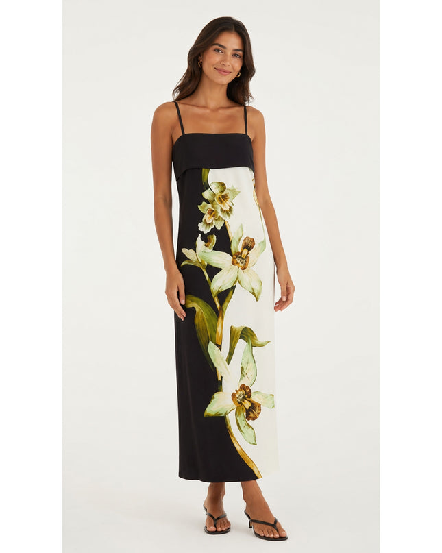 Vestido Farm Longo Pala Floral Orquídea